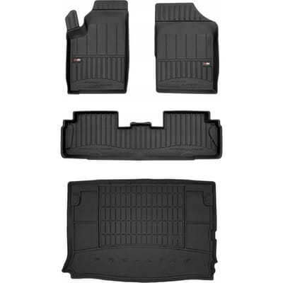 FROGUM PROLINE 3D Set - Rubberen Automatten + Kofferbakmat - Geschikt voor PEUGEOT Partner I (1996-2008) - 5-persoons - Zwart