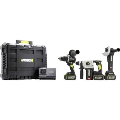 Worx Professional WU928 Accu-boorhamer, Haakse accuslijper, Accu-klopboormachine 20 V 5 Ah Li-ion Incl. 2 accus, Incl. lader, Incl. opbergbox