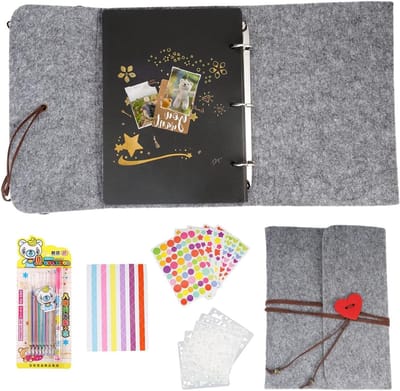 Vintage Vilt Scrapbook Album met 30 Pagina's, Uitbreidbaar Fotoalbum voor Herinneringen, Perfect als DIY Cadeau voor Verjaardagen, Trouwen en Baby's