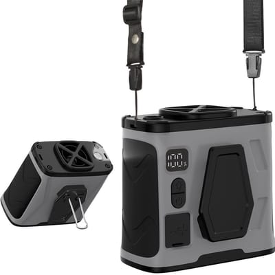 Draagbare riemclipventilator met krachtige koperen borstelloze motor, handsfree oplaadbare draagbare shirtventilator, persoonlijke hangende nekventilator voor kamperen op de werkplek in de buitenlucht