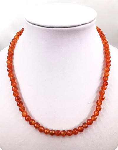 Ketting - Edelsteen - rode Agaat - 6 mm kralen - L 45cm - RVS sluiting. Zorgt voor innerlijke kracht, energie en stabiliteit.
