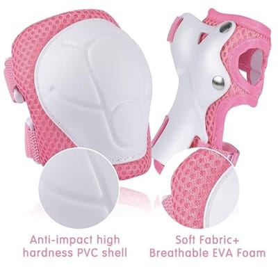 Complete beschermingsset voor kinderen met helm - Roze - Voor wielrennen en rolschaatsen