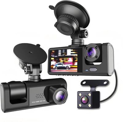 1080P high-definition dashcam, driewegcamera, groothoeklens, binnen- en buitenopname met beeld-in-beeld, eenvoudige installatie