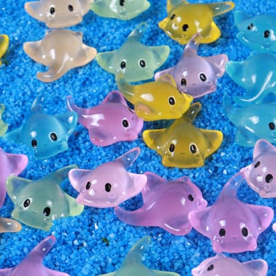 510 stuks Lichtgevende Mini Hars Duivelsrog Gloei in het Donker Kleine Dieren Beeldjes DIY Knutselwerkjes voor Elfentuin Micro Landschap blue