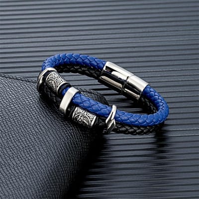 Vintage Vikings Kompas Meerlaagse Echt Lederen Armband Mannen Roestvrij Staal Norse Runen Valknut Armband Scandinavische Sieraden 21cm gray
