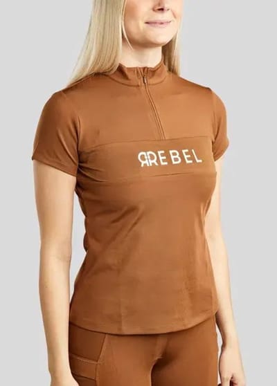Montar Training shirt with Rosegold Logo Print Toffee - S