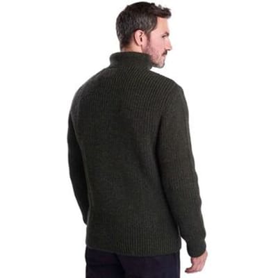 Barbour New Tyne Zip Trui Wol Olijfgroen - Maat XXL - Heren - Schipperstrui