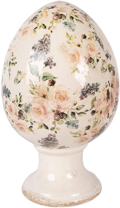 Clayre & Eef Decoratie Beeld Ei Ø 17x28 cm Beige Keramiek