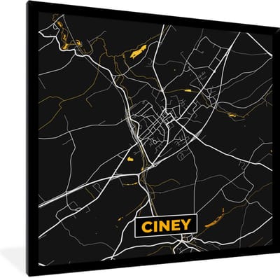 Fotolijst incl. Poster - Plattegrond - Kaart - Ciney - Stadskaart - Goud - 40x40 cm - Posterlijst