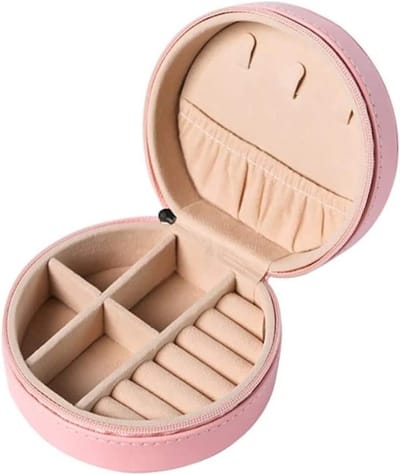 Sieradenkistje - Juwelendoosje Opbergdoos - Sieraden Opbergen - Ingebouwde Spiegel - 10 x 10 x 5cm - Roze