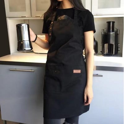 Mode Keukenschort Voor Vrouw Man Chef Werk Schorten Voor Grill Restaurant Bar Winkel Cafés Schoonheid Nagels Studio's Uniform One size zwart