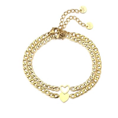Bijoutheek Armband Schakels Hartjes Goud
