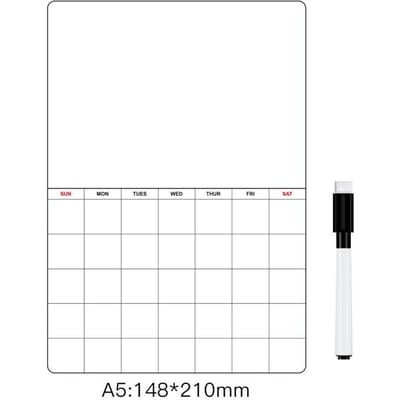 Calendrier Magnétique pour Réfrigérateur Tableau Blanc Planificateur Effaçable à Sec Bloc-Notes Magnétique pour Réfrigérateur white