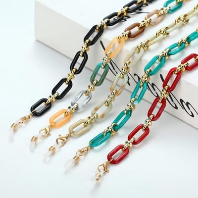 Brilketting - Maskerhouder Lanyard - Veilig Bril Dragen - Acryl Geometric Patroon - 70 cm - Meerkleurig