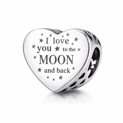 Bedel "I Love You to the Moon and Back" - Voor Bedelarmband - Zilver - RomyStones - Kerst Cadeau