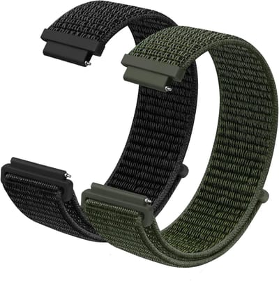 Thijox - Nylon Horlogebandjes Set van 2 met Snelsluiting, Vervangende Bandjes voor Heren en Dames, 16mm/18mm/20mm, Meerkleurig, 20mm - Ideaal voor Spo