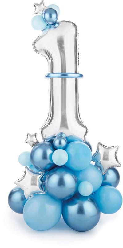 Partydeco - ballonnen - ballonboeket zilver/ blauw 1 - 90 x 140 cm