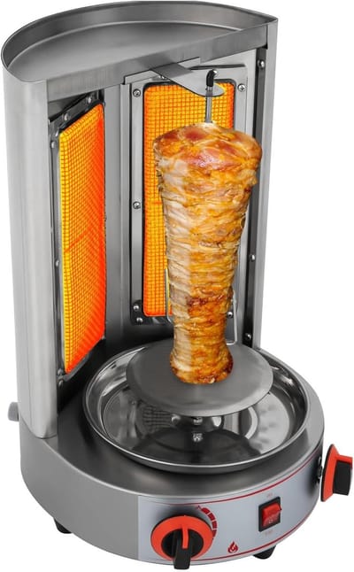 Dönergrill Tafelmodel - Verticale Grill Gyros - Vlees Grillen - 360 Graden Rotatie - 48H cm - Zilver