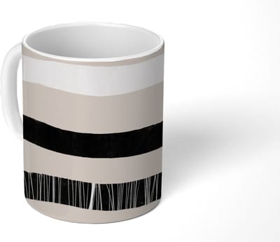 Mok - Koffiemok - Lijn - Pastel - Minimalisme - Patronen - Mokken - 350 ML - Beker - Koffiemokken - Theemok