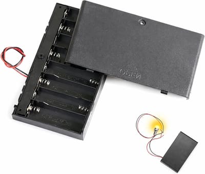 Batterijhouder AA - Batterijvak met schakelaar - Doe-het-zelf projecten - Geoptimaliseerde contacten - 8 batterijen - Zwart