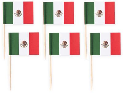 100x Cocktailprikkers Mexico - Hapjes Cocktail Tapas Zomer Terras EK / WK Voetbal
