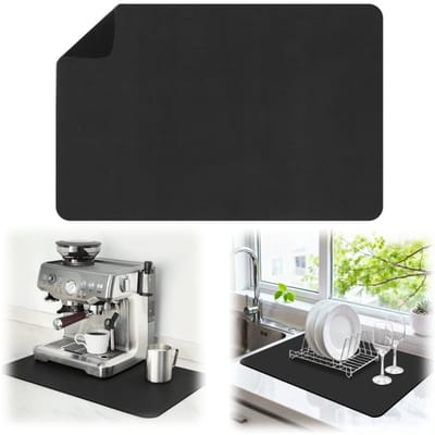 Koffiemachine mat - keuken absorberende mat - afvoer matje voor de gootsteen - hittebestendige koffiemat - aanrecht beschermer - voor servies, gootsteen en koffiemachine (50*40 cm - zwart)