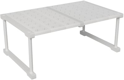 Plank Uitbreidbaar, Verstelbare Plank Organizer voor Kast, Verstelbare Opbergrek Kledingkast Stapelbaar Scheidingplanken, Wit, Lengte 47-68 cm