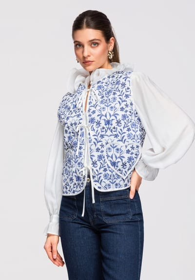 OMBRE Gilet - Regular Fit - Katoen - Rits Blauw S/M