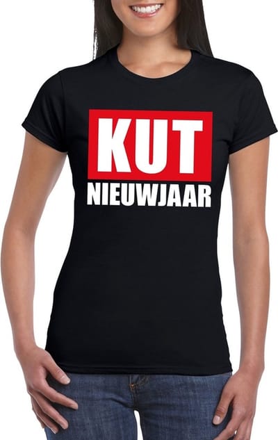 Foute oud en nieuw t-shirt - kut nieuwjaar - zwart voor dames S