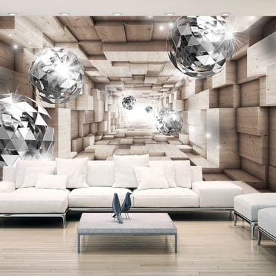 98cm X 70cm - Zelfklevend fotobehang - In een houten tunnel, 8 maten, premium print