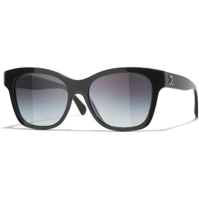 CHANEL Retro Trendy Parel Stijl Acetaat Frame Vlinder Zonnebril Dezelfde Stijl Koppel Stijl Zwart zwart