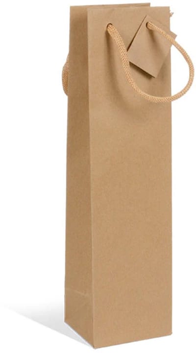 25 x Papieren Wijntas 10+9x38cm voor 1 Fles met touw /Flestas papier bruin / Cadeauverpakking /draagtas voor Fles/wijn / Fleszak · Fles zak / Kerst / Verjaardag
