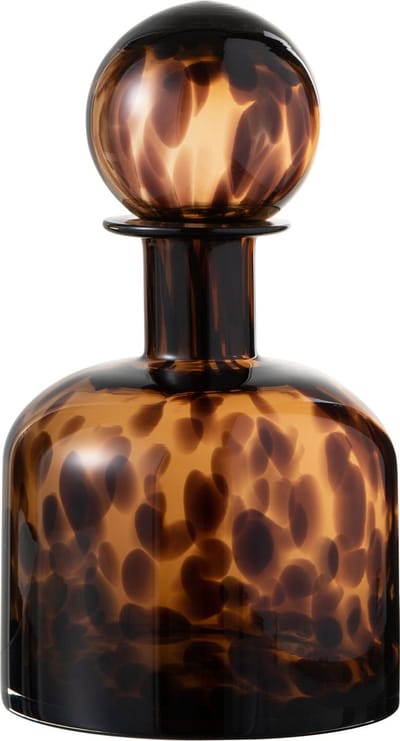 J-Line decoratie Fles + Stop Spikkel - glas - bruin/zwart - small