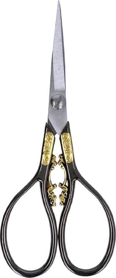 Luxe borduurschaar 10cm zwart nikkel/goud