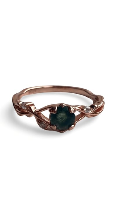 Sierlijke rosé mos agaat ring/maat 57/zirkonia/bling-it