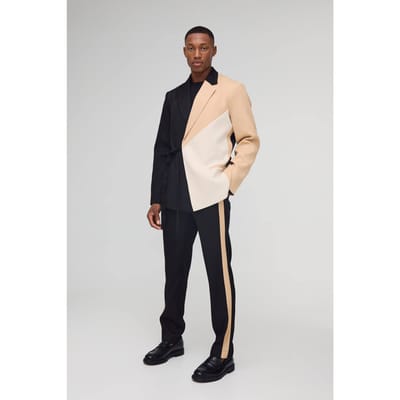 Slim Fit Wrap Panel Blazer | Black | Size 50