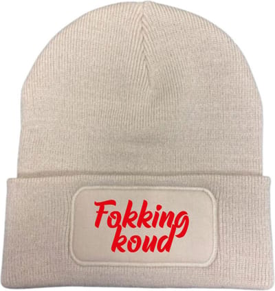Wintermuts alm. | rood - Fokking koud (cursief) - soBAD. | Wintersport | Après ski outfit Warme Muts voor Volwassenen | Heren en Dames Beanie