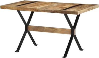 Eettafel - Bartafel statafel - Kleine ruimtes - Ruw mangohout - 140 x 70 x 76 cm - Bruin