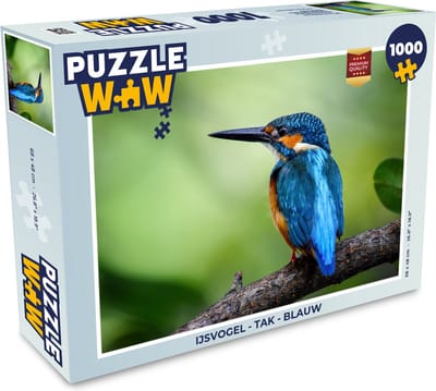 Puzzel IJsvogel - Tak - Blauw - Legpuzzel - Puzzel 1000 stukjes volwassenen