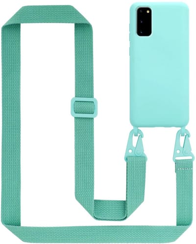 Cadorabo Mobiele telefoon ketting geschikt voor Samsung Galaxy S20 in LIQUID TURKOOIS - Silicone beschermhoes met lengte verstelbare koord riem