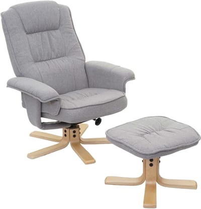 Relaxfauteuil M56, tv-fauteuil met voetenbank, stof/textiel, MVG-gecertificeerd ~ lichtgrijs