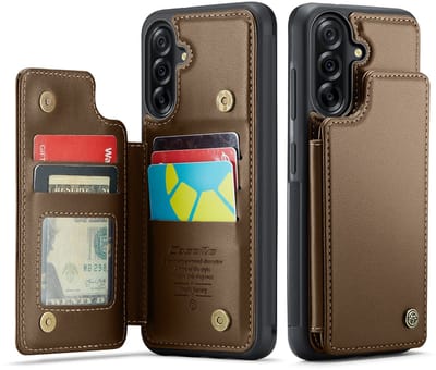 CaseMe Hoesje - Geschikt voor Samsung Galaxy A17 Hoesje - CaseMe C22 Back Cover met Pasjeshouder - Bruin