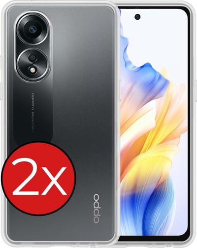Hoesje - 2 Stuks - Geschikt voor OPPO A58 - Sterk & Shockproof - Telefoonhoes - Back Cover - Case Siliconen - Telefoon Hoes - Transparant