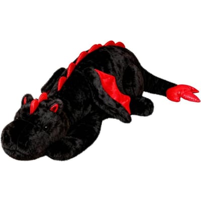 Reusachtig Zwart Draak Knuffeldier van 50 inch met Vleugels Zacht Pluche Speelgoed Knuffelbare Groene Pterosaurus voor Vrienden Familie United States black
