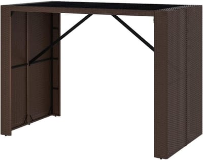 Bartafel met glasplaat - Statafel buiten - Genieten van buiten - Weerbestendig polyrotan - 145 x 80 x 110 cm