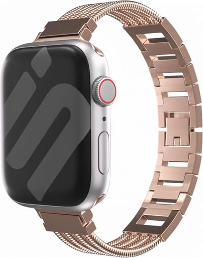 Strap-it Stalen 'armband' bandje - geschikt voor Apple Watch Series 1/2/3/4/5/6/7/8/9/10/11/SE/SE2/SE3 - Uniek staal/metalen bandje voor iWatch maat: 38 / 40 / 41 / 42mm - rosé goud