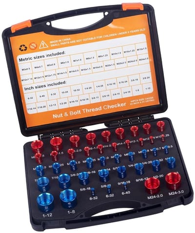 Cosensi- Draadcontrolebox 44 Stuks - Praktische Draadcontrole - Standaard/Metrisch - Compacte Identificatiemeterbox - Eenvoudig Te Gebruiken - Ideaal Voor Moeren/Bouten - Draadmeter