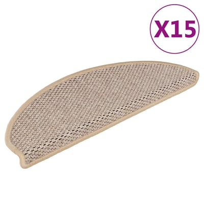 vidaXL - Trapmatten - zelfklevend - 15 - st - sisal-look - 65x21x4 - cm - lichtbeige