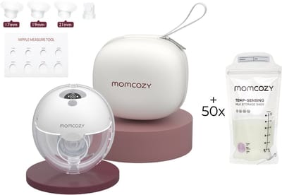 Momcozy M5 Handsfree Borstkolf - 1 stuk - Inclusief verschillende borstschild inserts - Met 50 bewaarzakjes voor moedermelk - Elektrisch - Grijs