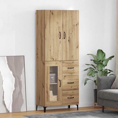 vidaXL Highboard Artisan Eiken 69,5 x 34 x 180 cm Bewerkt hout